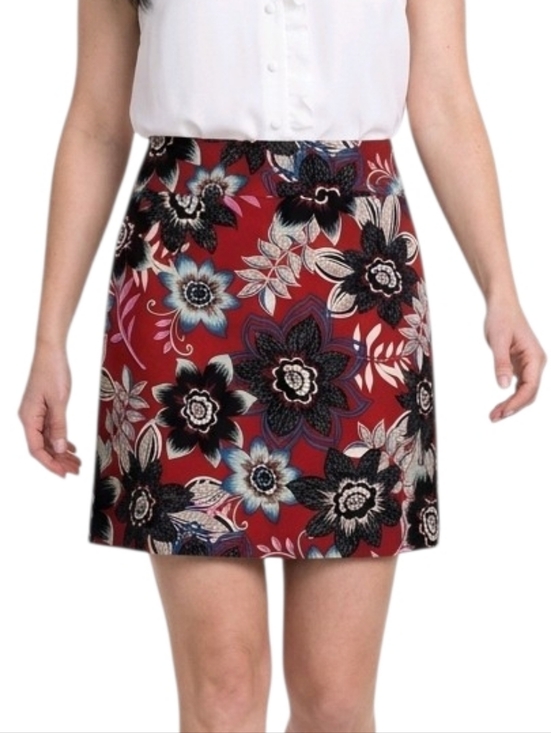 Talbots Dresses & Skirts - Talbots Red & Black Floral A-line Twill Skirt Size 10